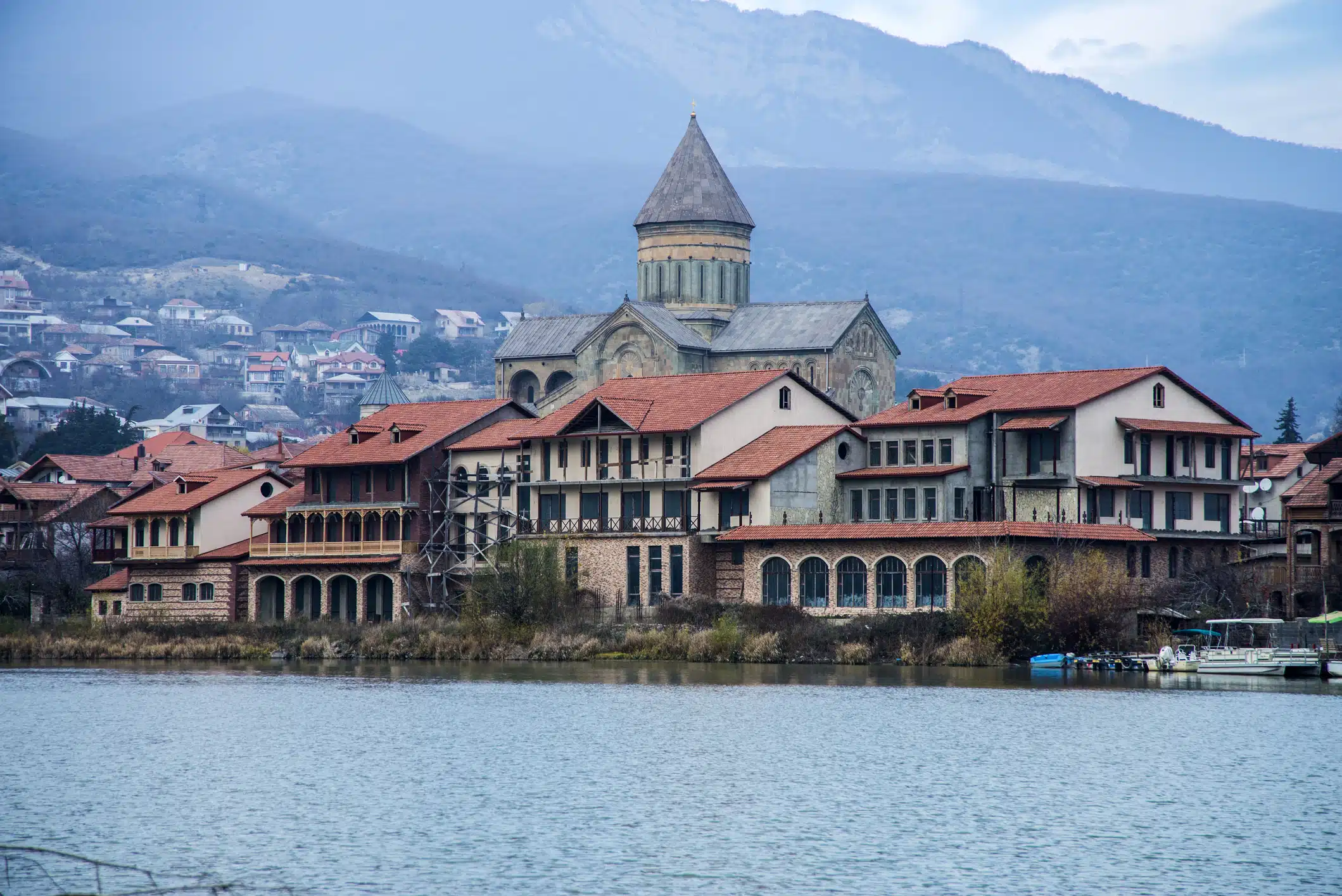 Mtskheta skyline and Kura River