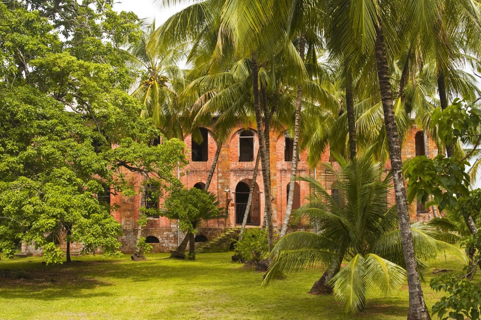 The old hospital building on Devil's island off the coast of French Guiana. The island was a former prison colony.