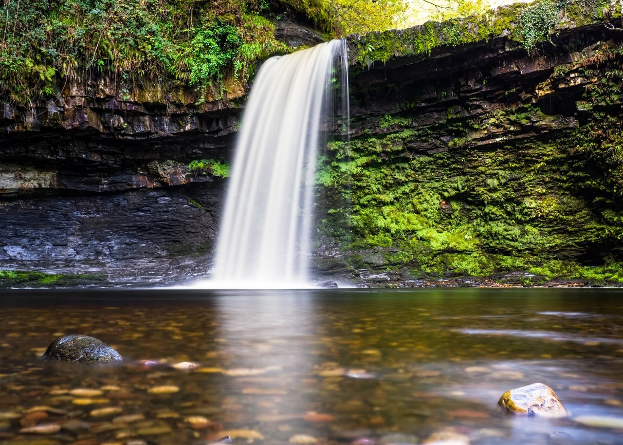 Long exposure waterfall in the brecon Beacons