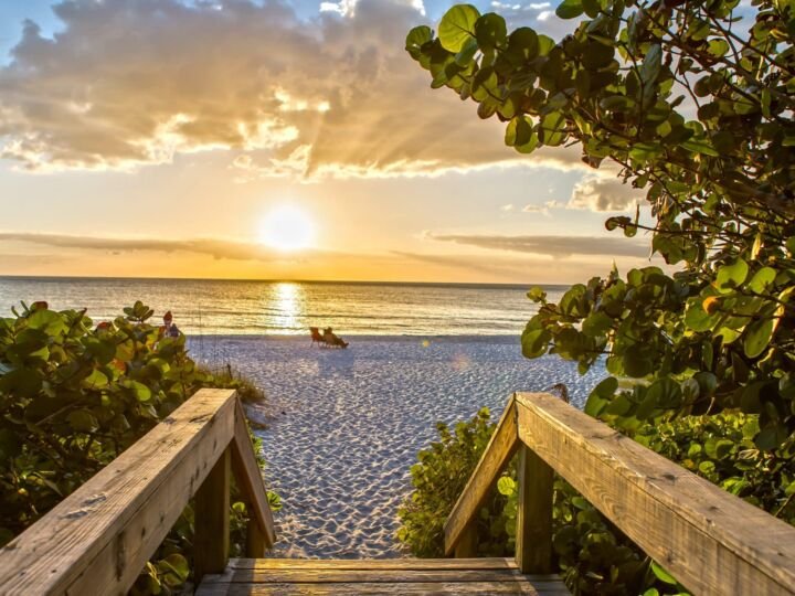 Beautiful Sunset on the Beach of Naples, Florida