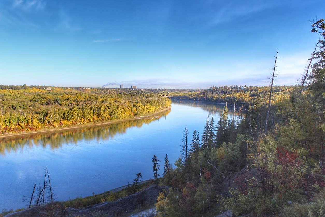 A scenic view of the lookout point in Edmonton called The End Of The World