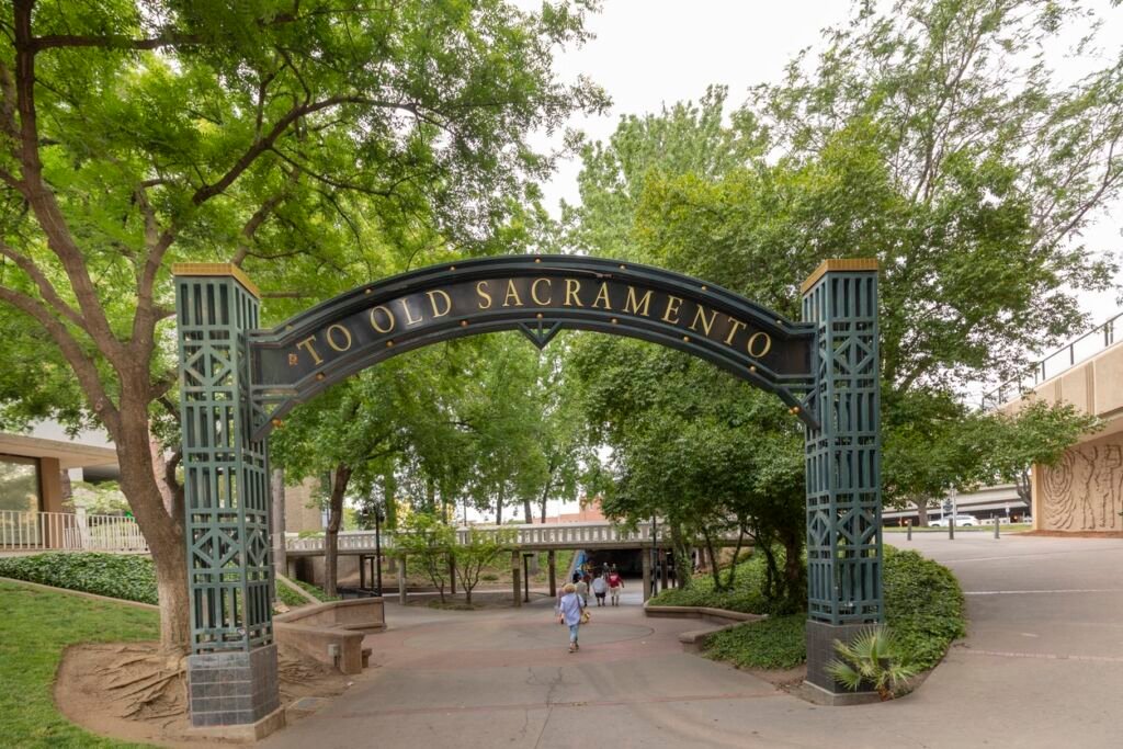 historic gate to old Sacramento town in Sacramento