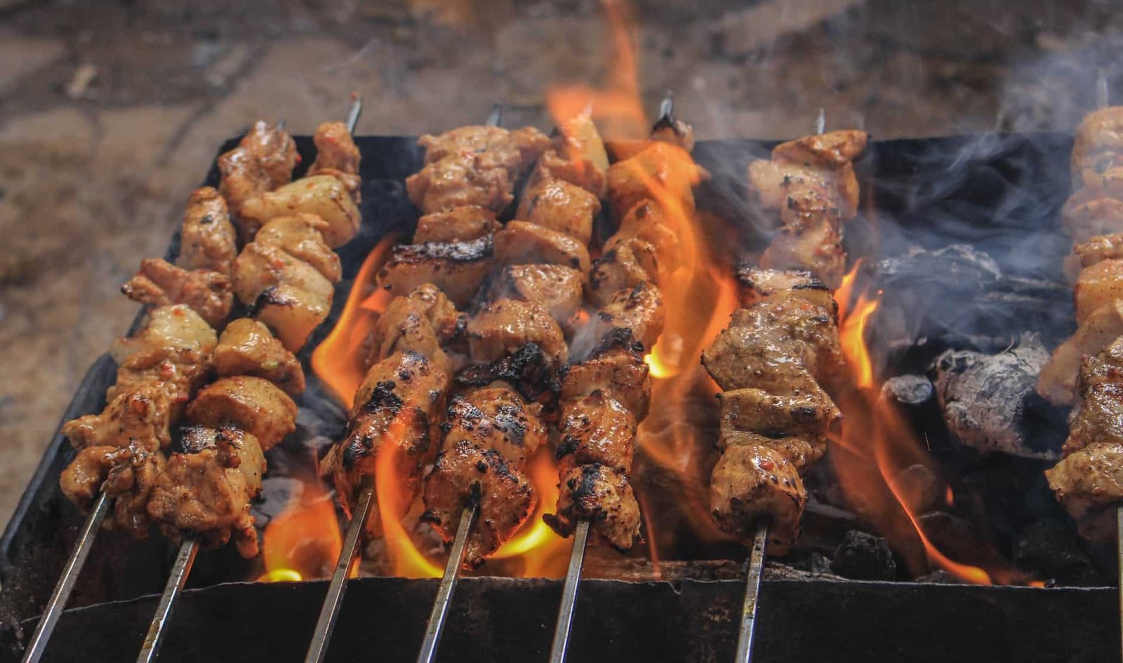 grilled meats on skewers