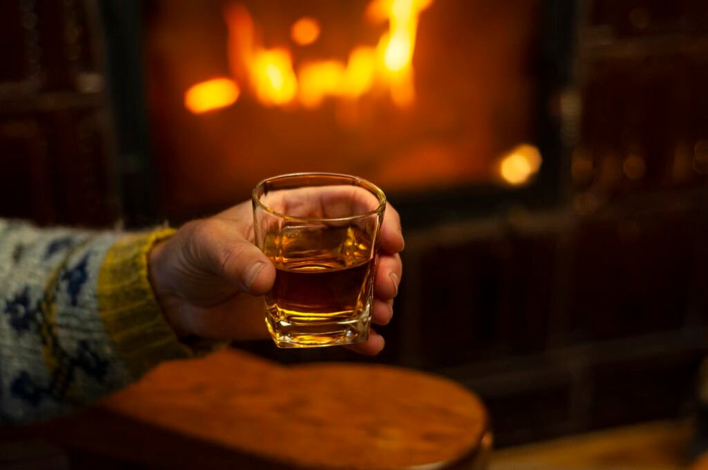 WHISKEY in front of the fire