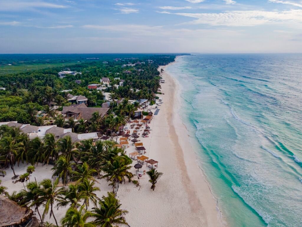 Aerial view of Tulum Hotel Zone, Mexico