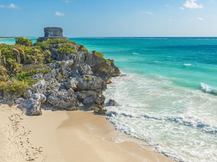 Winds temple along the Caribbean Sea, Quintana Roo State, Yucatan Peninsula, Mexico.