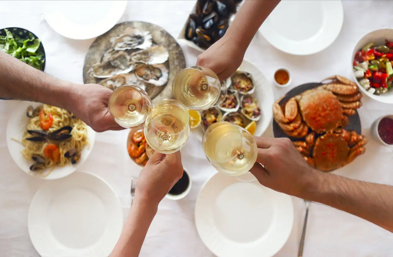 Seafood and wine