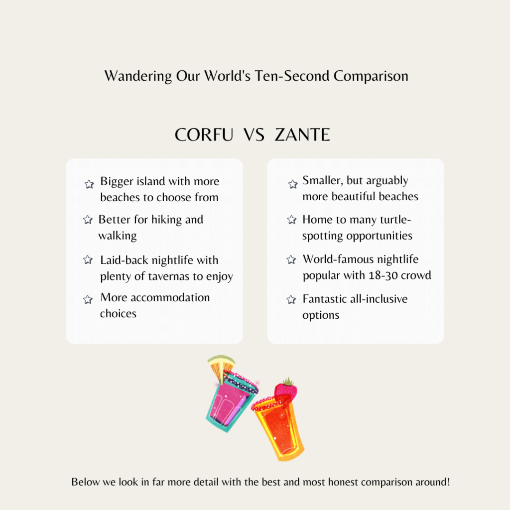 Corfu vs Zante infographic