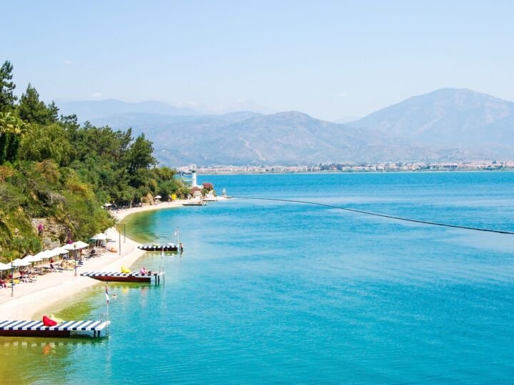 Beautiful coastline and mountains view in Turkey