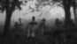 Dark spooky cemetery in the fog. Crosses and graves in the old abandoned cemetery. The atmosphere of death and horror.