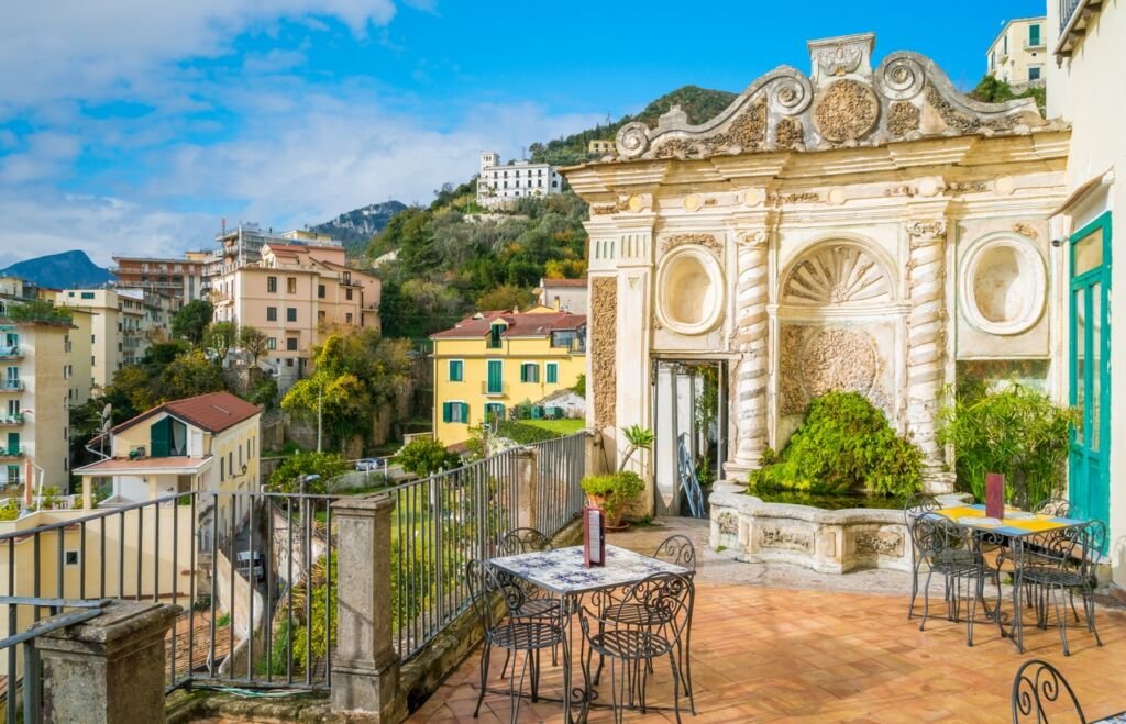 Panoramic view from the Minerva's Garden in Salerno, Campania, Italy.