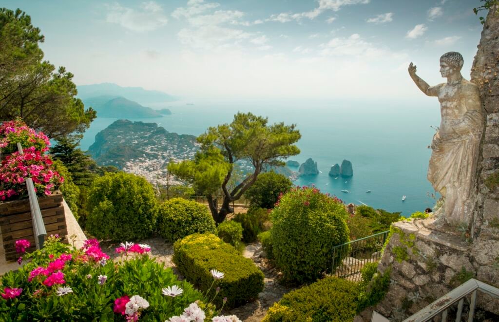 Panorama of Capri Island from Mount Solaro, Italy