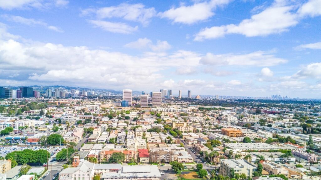 Beautiful aerial view of the westside of Los Angeles, the City of Santa Monica. Santa Monica is located in Southern California