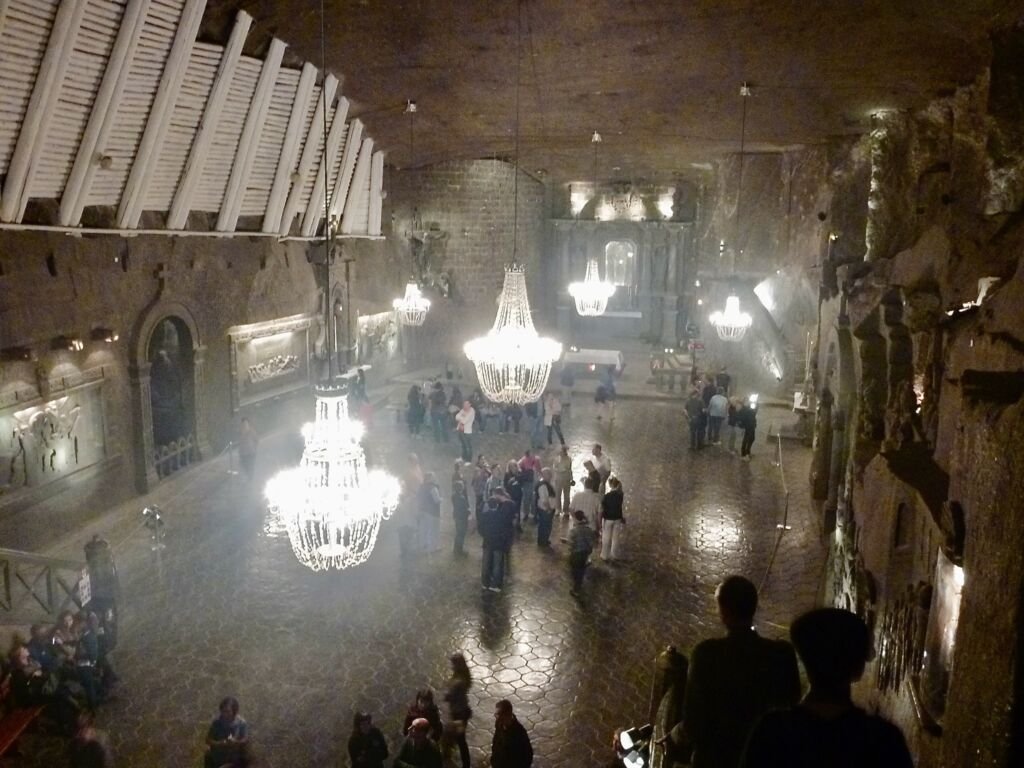 Years of work to carve out huge halls and wall artefacts within the Wieliczka Salt Mine