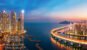 Sunset in Busan city with building, bridge and harbor, Korea, Asia