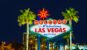 famous Las Vegas sign at city entrance, detail by night