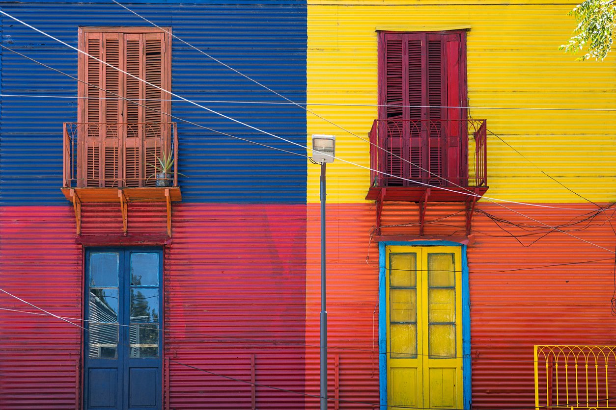 Detail from colorful facade from Caminito in La Boca, Buenos Aires, Argentina